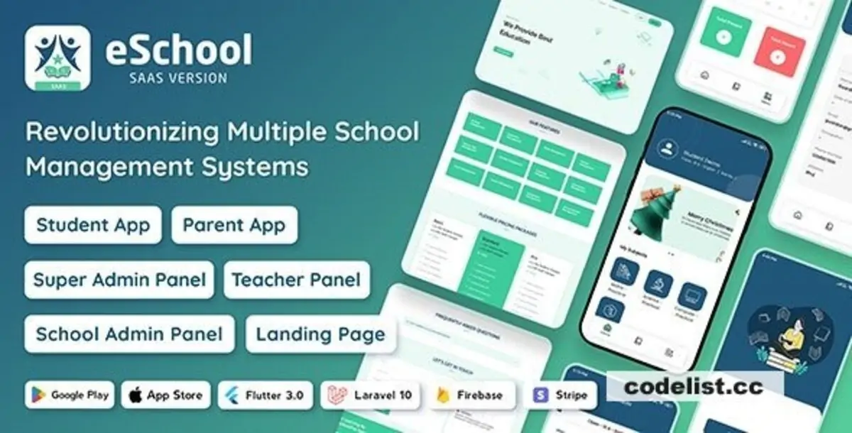 eSchool SaaS - Système de gestion scolaire avec application Flutter pour les étudiants et les parent